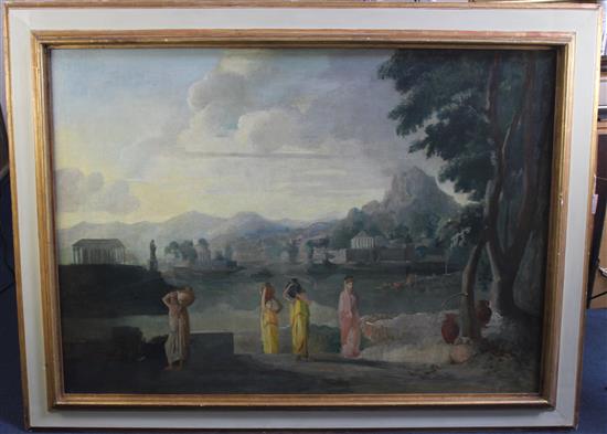 Modern British Water carriers in a classical landscape, 34 x 48in.